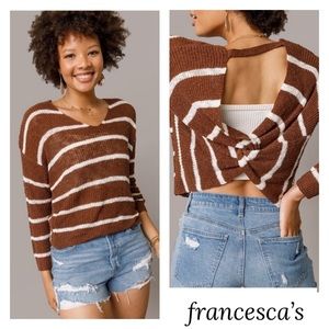 🤎New Francesca’s Jada Striped Back Knot Sweater🤎